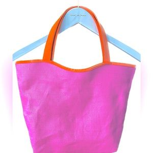 Free Tie Dye flip flops with Barbie pink woven bag